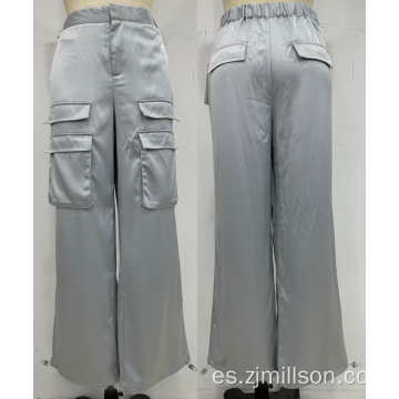 Pantalones de carga de mujer elástica de hemline ajustable